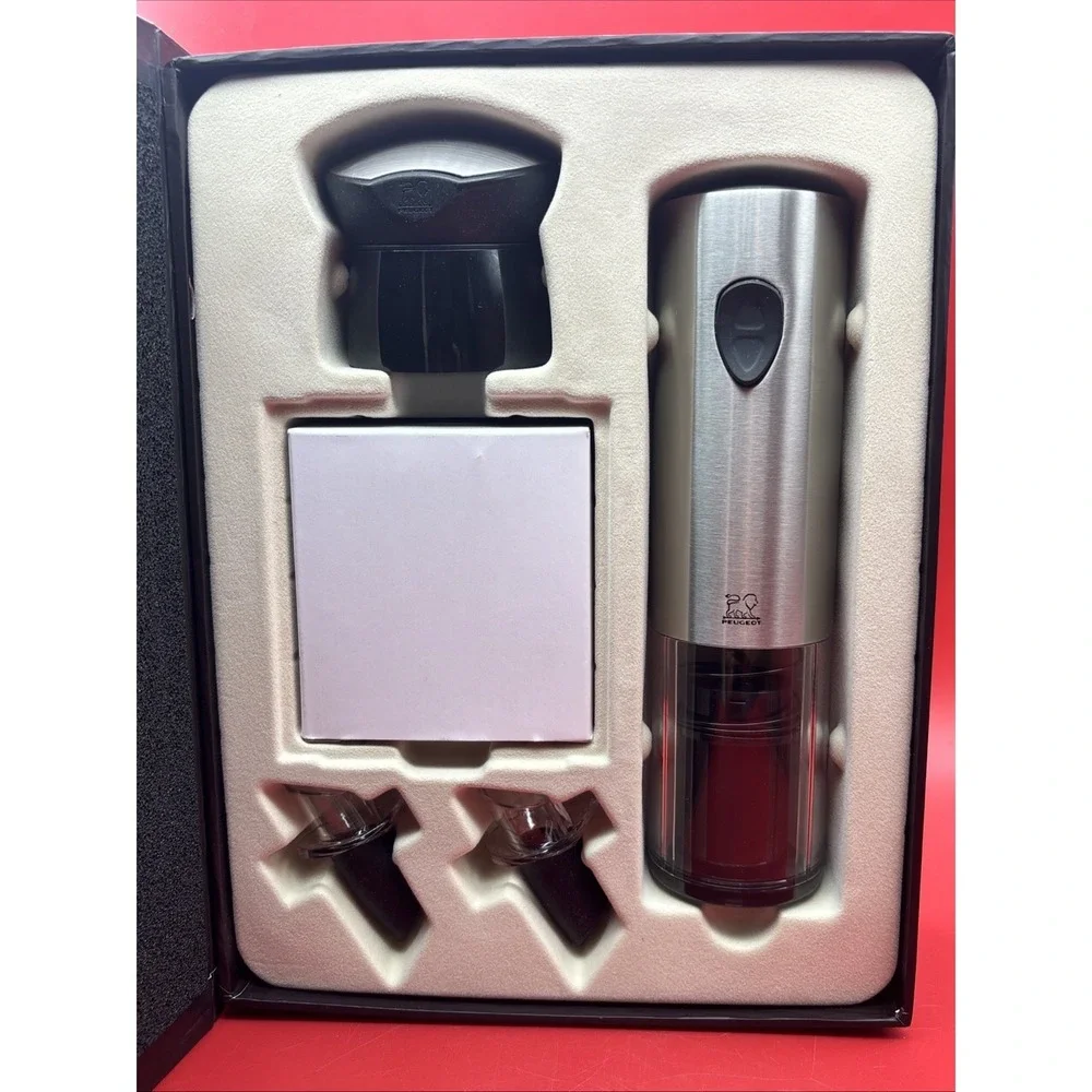 Peugeot Elis Rechargeable Electric Corkscrew Wine Opener w/Foil Cutter & Spouts